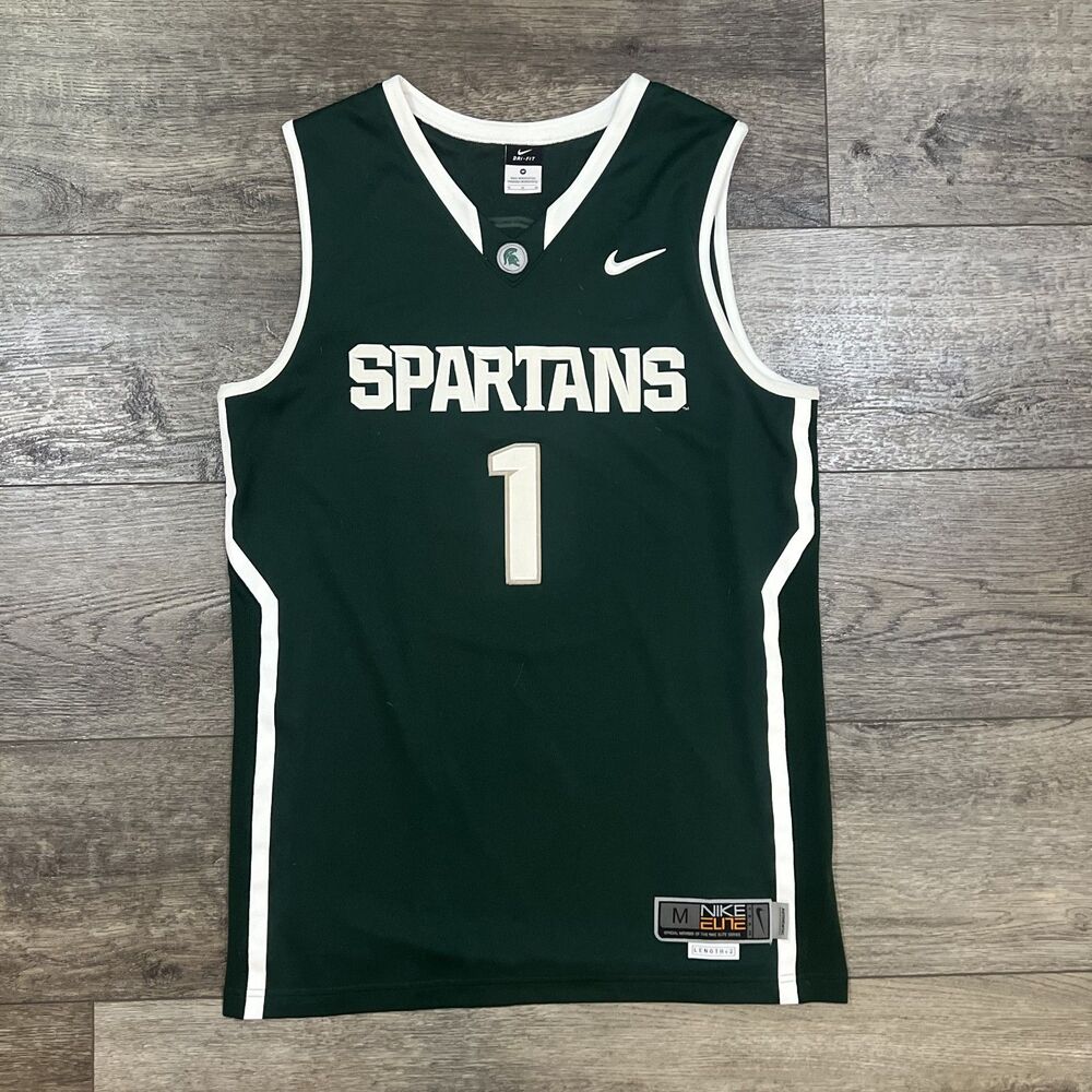 Nike Elite Michigan State Spartans #1 Green Basketball Jersey - Men's Medium